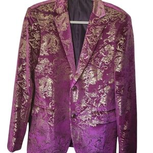Men's Purple & Gold Metallic Suit Jacket 38SL